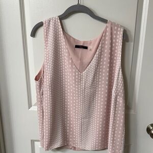 T Tahari Blush Polka Dot V-Neck Blouse